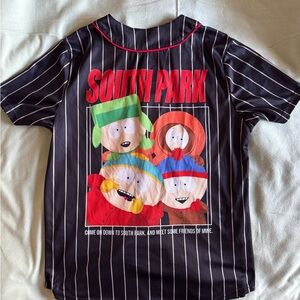 South Park Graphic Striped Baseball Jersey Vintage Streetwear Size Medium.